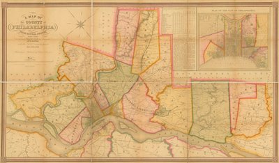 Map of the County of Philadelphia from Actual Survey, 1843 by Charles Jr. Ellet